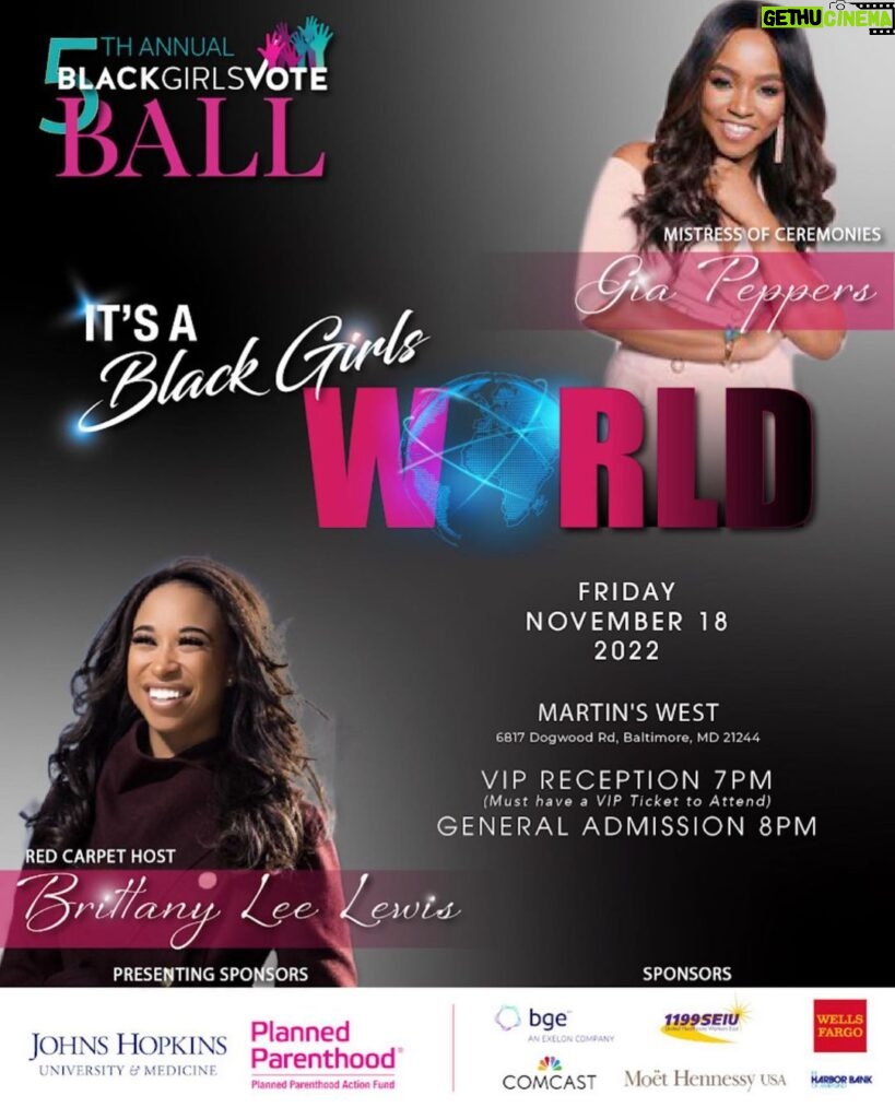 Brittany Lee Lewis Instagram - I’m thrilled to support Black Girls Vote as their red carpet host for their 5th Annual Black Girls Vote Ball! #BlackGirlsVote 💗💙 Baltimore, Maryland