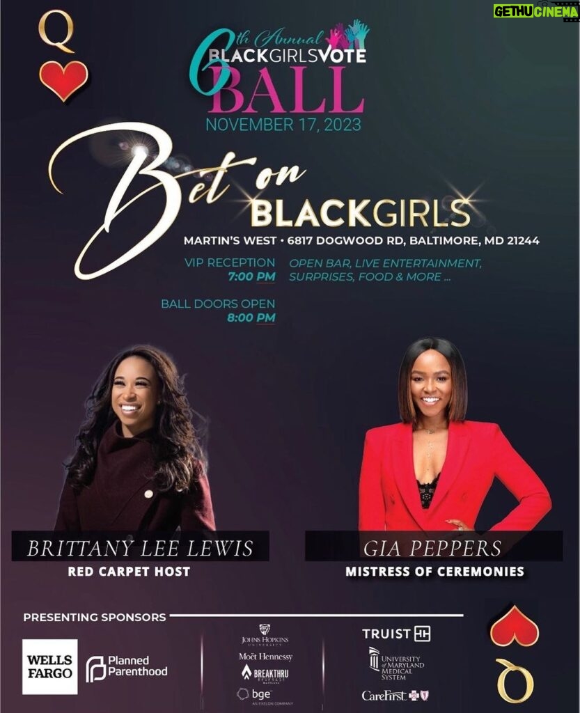 Brittany Lee Lewis Instagram - I’m thrilled to support Black Girls Vote as their red carpet host for their 6th Annual Black Girls Vote Ball! #BlackGirlsVote ❤♠
