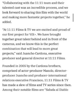 Bruno Ascenzo Instagram - Muy feliz y agradecido de poder trabajar con gente tan talentosa y a la que admiro desde hace mucho. ‘Dime lo que quieres’, pronto por @vixplus para Estados Unidos y Latinoamérica. 🎬 : @1111films @beekeeperfilms 🐝