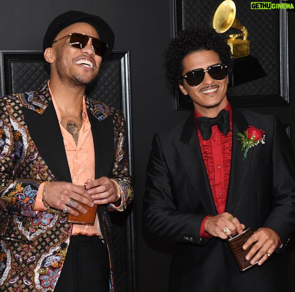 Bruno Mars Instagram - Congrats to @anderson._paak and his squad for winning a grammy last night. Couldn’t be prouder. Thank you to the @recordingacademy for letting Silk Sonic debut our new single Leave The Door Open. AND thank you for letting us pay tribute to one of my favorite singers/ entertainers/ musicians of all time. THE KING! LITTLE RICHARD. I hope everyone enjoyed the show. ✨
