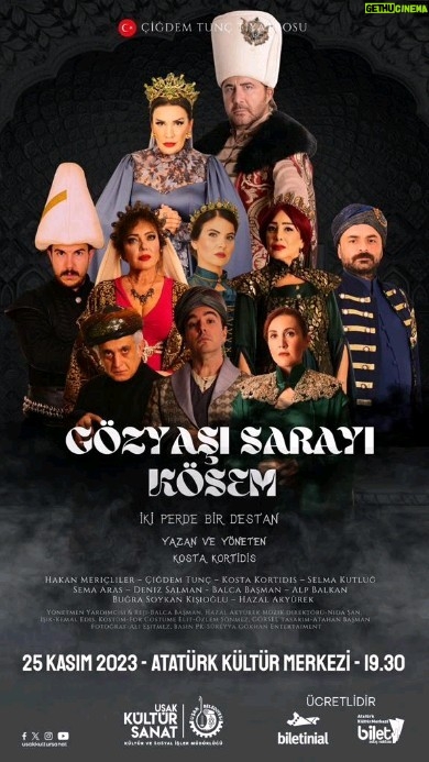 Çiğdem Tunç Instagram - SEVGİLİ UŞAK'LILAR KISMETSE KAVUŞUYORUZ. KOSTA KORTİDİS 'İN YAZIP YÖNETTİĞİ "GÖZYAŞI SARAYI-KÖSEM 25 KASIM CUMARTESİ SAAT 19:30'DA UŞAK ATATÜRK KÜLTÜR MERKEZİ'NDE ... TÜM UŞAK'LI DOSTLARIMIZ DAVETLİDİR.DUYMAYAN KALMASIN.. @usakbld @cigdemtunctiyatrosu @gozyasisarayikosem #gözyaşısarayıkösem #çiğdemtunçtiyatrosu #turne #uşak #yenisezon #yerlioyun #kostakortidis #ekip #ekipsağlam #çiğdemtunç #buoyunkaçmaz
