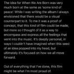 Ólafur Arnalds Instagram – Today – ‘When We Are Born’ – a free screening on the darkest day of the year! 🙏🏻🙏🏻

Join us in celebrating Winter Solstice and the light slowly returning. 

Huge thanks for Vincent Moon, @icelanddancecompany, @sandrayati, my co-producers, my label and everybody who was willing to go on this journey with me. 

See you at 8pm — link in the bio