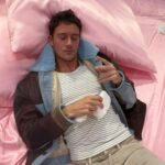César Domboy Instagram - Split seconds from last week + Chucking up a deuce in pink silk sheets for @acnestudios & the great Jonny Johansson for yet another celestial show 💗 Paris, France