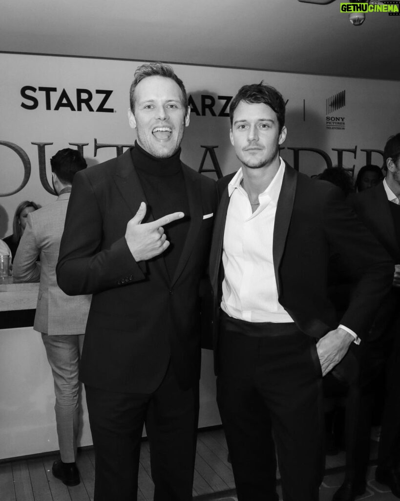 César Domboy Instagram - Yaaay Milord 🥰❤ @samheughan & I at the @outlander_starz premiere Grazie mille @giorgioarmani for dressing me up so smoothly 🤍 📸 @demetriusbehindthelens Royal Festive Hall