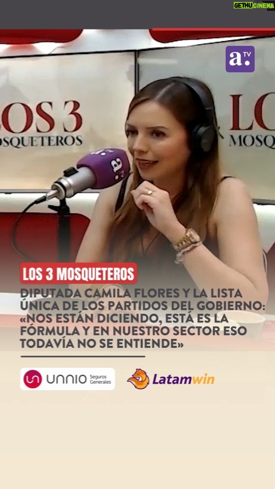 Camila Flores - 712 Likes - 📌 Camila Flores, diputada (RN), se refirió hoy en #los3mosqueteros al anuncio de los 10 partidos políticos que conforman la alianza de Gobierno de ir como lista única a las próximas elecciones de este 2024.👀
🎙: “Creo que tiene que ser una señal que se tiene que entender para nosotros, los de Derecha”, expresó.
👀 ¿Qué opinas?
👉🏻 #los3Mosqueteros es presentado por @latamwin 🦊 y “UNNIO, Seguros Generales” . 🔐
📻 Escucha el programa de lunes a viernes por “Radio Agricultura” o por nuestro canal de YouTube: “Agricultura Tv”.