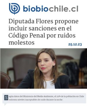 Camila Flores Instagram - 𝗡𝗢 𝗔 𝗟𝗢𝗦 𝗥𝗨𝗜𝗗𝗢𝗦 𝗠𝗢𝗟𝗘𝗦𝗧𝗢𝗦!🔇
¿Sabías que el 29% de la población en Chile enfrenta niveles inaceptables de ruido durante la noche, afectando a aproximadamente 1,88 millones de personas?

Por esta razón es que nuestra diputada Camila Flores presentó un proyecto para sancionar penalmente a aquellos que generen ruidos molestos en los horarios en que todos estamos descansando.
Qué te parece?
Comenta 🗣️

Revisa la propuesta aquí 👇
https://www.biobiochile.cl/noticias/nacional/chile/2023/12/25/diputada-flores-propone-incluir-sanciones-en-el-codigo-penal-por-ruidos-molestos.shtml