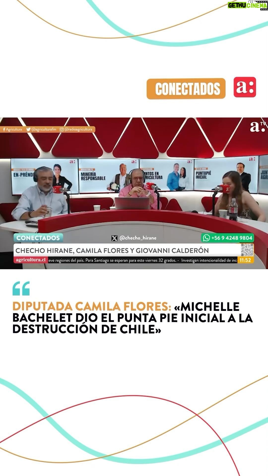 Camila Flores - 1.2K Likes - 📌 Esta tarde en #ConectadosenAgricultura, la diputada Camila Flores se refirió a la posible candidatura presidencial de Michelle Bachelet.
👉🏻 En ese sentido, la parlamentaria señaló que “si hay una persona responsable en este país de uno de los principales problemas que nos aqueja hoy, como la inmigración ilegal, es la señora Bachelet”.
“Ella dio el punta pie inicial a la destrucción de Chile, en educación, en migración y reforma tributaria”, criticó.
📻 Escucha el programa de lunes a viernes desde las 11:00 horas por Radio Agricultura o por nuestro canal de YouTube Agricultura TV.