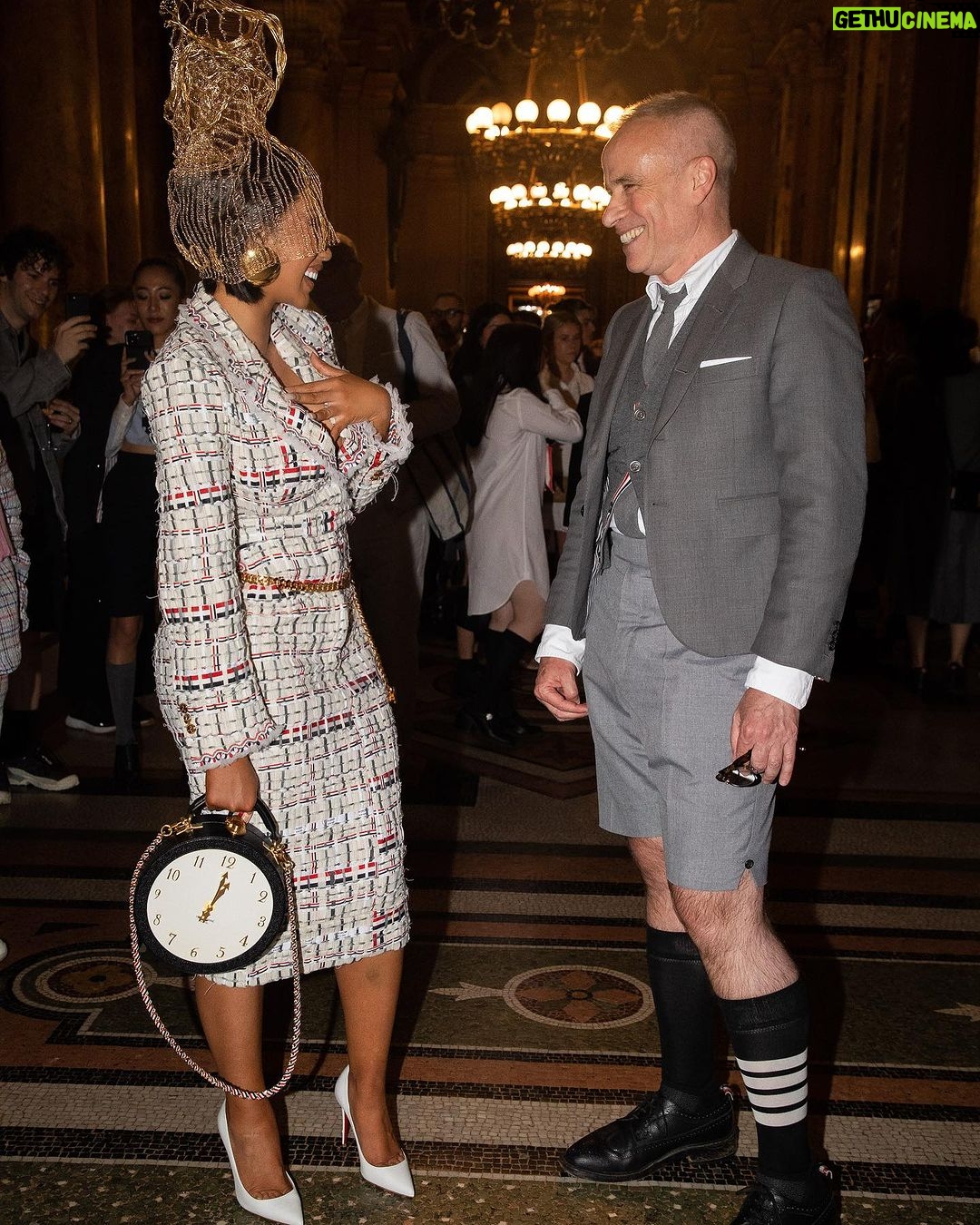 Cardi B Instagram - Custom couture @thombrowne ….I’m a very blessed girl💙❤️🤍I’m thankful everyday that my work and my lord have me living my dreams