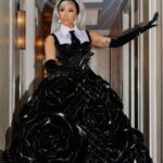 Cardi B Instagram - Soooo beautiful yet sooo edgy .I was afraid of doing the Grey hair but I went for it and it looked amazing….Thank you @chenpengstudio for this amazing dress & @laureldewitt for the earrings 🖤♠️🕷️