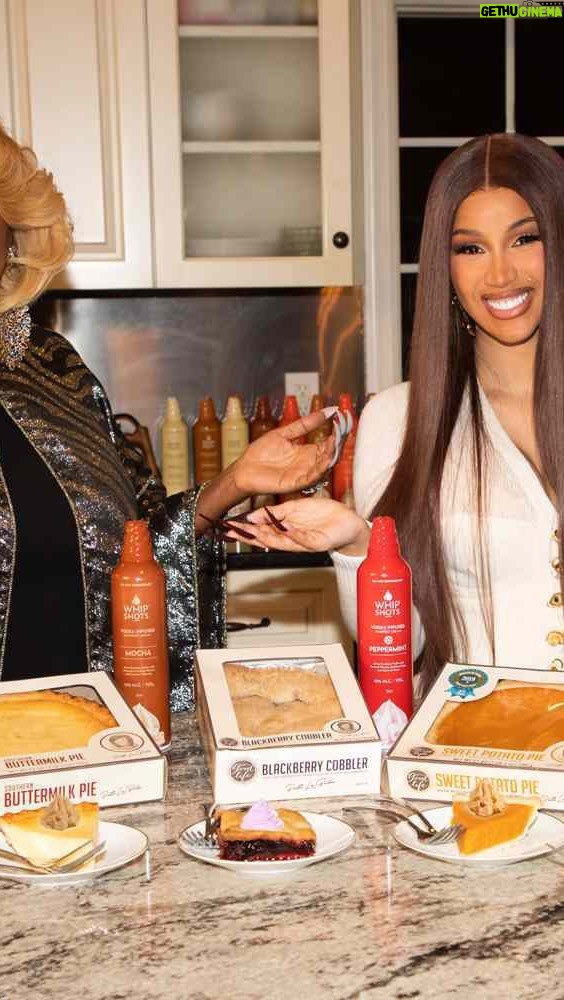 Cardi B Instagram - Drinking @whip_shots with a with a slice of Patti pies was EVERYTHING.. I can’t wait for Thanksgiving ❤️ Being with Ms Patti and her family was such a honor. The way she speaks with such gentleness, calmness, and grace is soooo soothing.. I kept asking her questions just to hear her talk and one hug from her was so warm it makes you just feel welcome and like you knew her forever! So charming and so sweet but at the same time you can tell she can get real Philly on ya ass if she needs to! 😂 Thank you so much @mspattilabelle you are everything and I’m coming over for dinner every chance I get!!! From our homes to yours... Love, Cardi & Patti
