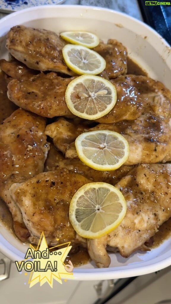 Catherine Bell Instagram - Easy & delicious Chicken Piccata recipe! Courtesy of @giadadelaurentiis 👌🏼 Took me about 15 mins to prep and 15 to cook! so good! (I didn’t have capers so I skipped it this time- but they are yummy!) Remember to get the thin cutlets Breasts or cut in half & then pound thin so it’s even throughout - otherwise you’ll get thin spots over cooked and thick spots not cooked enough! Ps this is the first time I ever made it! I’m all about quick and easy weekday food. That kids and adults both love ❤️ #recipes #weekdaymeals #chickenpiccata #healthyfood #momlife #busymom