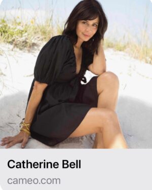 Catherine Bell Instagram - My old friend Karri Turner (“Harriet Simms” on JAG) just told me about Cameo! It seemed like a fun way to connect on a more personal level!! Plus I’ve done half a dozen of these over the years for family friends & the smiles it brings never ceases to amaze me!! 🥰 looking forward to more! And a portion of this will go to charity- as there are always so many worthy causes that need our help!! ❤️ 
www.cameo.com/catherinebell