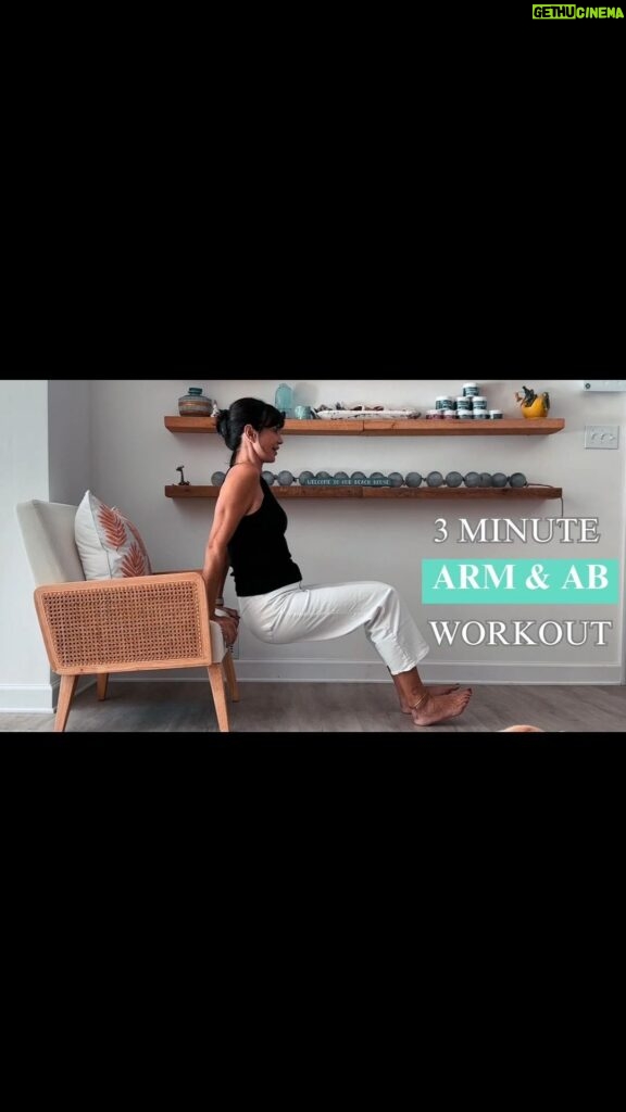 Catherine Bell Instagram - Perfect 3 Minute Arm & Ab workout! No equipment needed! Racing out the door? No problem! Home watching TV… no problem! Do this 3 MINUTE ARM & AB WORKOUT with just a chair! ** Watch the full video on my new YouTube channel!! @ CatherineBellTV 🩷 #homeworkout #quickworkout #stayfit #behealthy