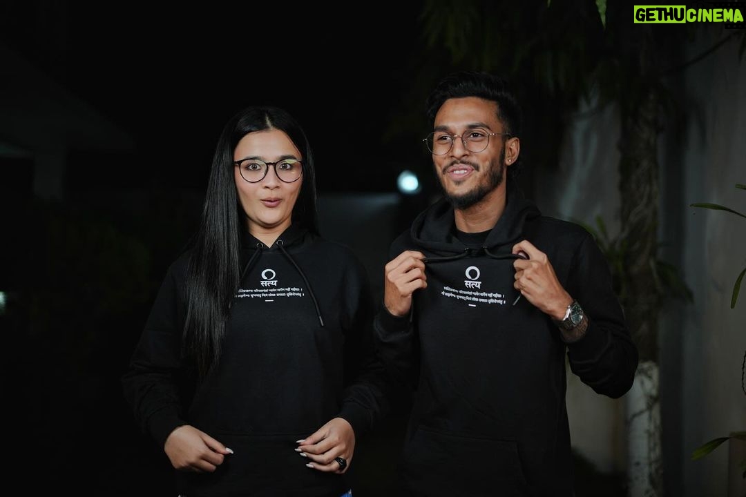 Celesti Bairagey Instagram - A very fun podcast with @theuntold.podcast by @aboyobbhuyan coming tomorrow i.e 03.01.2024- Stay Tuned🩵 Ps- we're flaunting the new 'Satya' hoodies by @aboyobbhuyan and not to forget the brand new black sofa🫶 #podcast #untold Guwahati, Assam