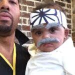 Charles S. Johnson IV Instagram - Throw back from our first Halloween together 👻. #THEKARETEKID . Langston as Mr. Miyagi still cracks me up😂 #mrmiyagi #danielson #waxonwaxoff #happyhalloween #kirataughtme #trickortreat #toddlersgonewild The All Valley Karate Tourament