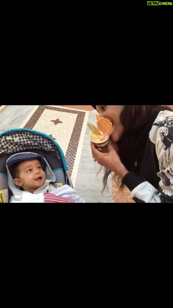 Charles S. Johnson IV Instagram - #TBT The moment you realize your Mother is the undisputed Snack Queen and sharing snacks is not her strong suit. Baby Charles was not amused 😑🤣🤣🤣. #SNACKQUEEN #kirataughtme #johnsonfamilyadventures #milan #gelato #sheshouldbehere Milan, Italy