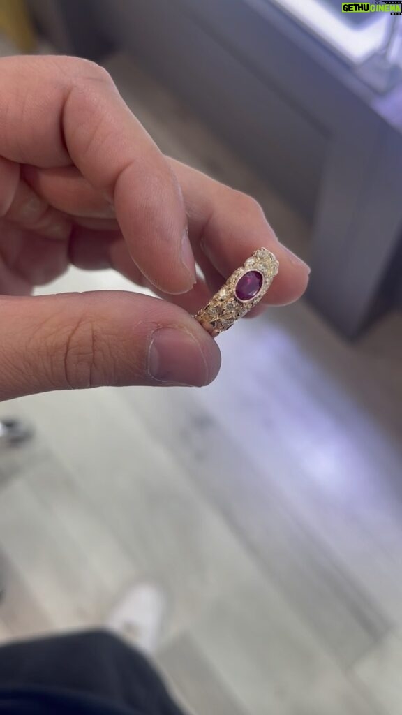 Charlie Decca Instagram - Made this nice pinky ring @andrepaul_ in the @seyboldmia of my birthston(ruby) with my dad who is a retired jewler. 1st we picked a setting 2nd i shopped around and haggled for a nice 1kt ruby 3rd my dad had some diamonds laying around and decided to ice it up @andrepaul at the seybold sized it and put it and set it beautifully. Super happy with piece as it has more sentimental value because we both collaborated on it. • • • • #gold#ruby#ring#icey#jewlery#jewlerydesign#seybold#bling#jewler#pinkyring#style#fashion#pimphandstrong Seybold Miami