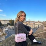 Chiara Ferragni Instagram - This morning in a total @gucci look 😍 Casual fit to travel but this iridescent #GGMarmont bag won't go unnoticed for sure ✨ #adv #gucci Rome, Italy