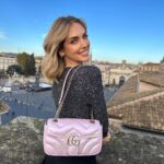 Chiara Ferragni Instagram - This morning in a total @gucci look 😍 Casual fit to travel but this iridescent #GGMarmont bag won't go unnoticed for sure ✨ #adv #gucci Rome, Italy