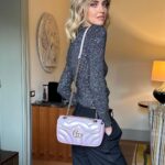 Chiara Ferragni Instagram - This morning in a total @gucci look 😍 Casual fit to travel but this iridescent #GGMarmont bag won't go unnoticed for sure ✨ #adv #gucci Rome, Italy