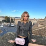 Chiara Ferragni Instagram - This morning in a total @gucci look 😍 Casual fit to travel but this iridescent #GGMarmont bag won't go unnoticed for sure ✨ #adv #gucci Rome, Italy