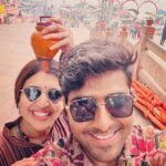 Chitra Shukla Instagram - First Ganga snan as a couple after marriage☺️#harhargange🙏 At the Legendary Dashashwamedh Ghat, Holy Ganges 😊✨ #banaras #gangaghat #kashivishwanath #mandir #chitrashuklaupadhyay #vaibhavupadhayay #chitrashukla #vc #vaibhavchitra #chitrabhav Dasasamet Ghat, The Holy Ganga, Banaras ( Varanasi ), UP- India