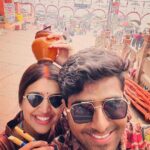 Chitra Shukla Instagram - First Ganga snan as a couple after marriage☺️#harhargange🙏 At the Legendary Dashashwamedh Ghat, Holy Ganges 😊✨ #banaras #gangaghat #kashivishwanath #mandir #chitrashuklaupadhyay #vaibhavupadhayay #chitrashukla #vc #vaibhavchitra #chitrabhav Dasasamet Ghat, The Holy Ganga, Banaras ( Varanasi ), UP- India