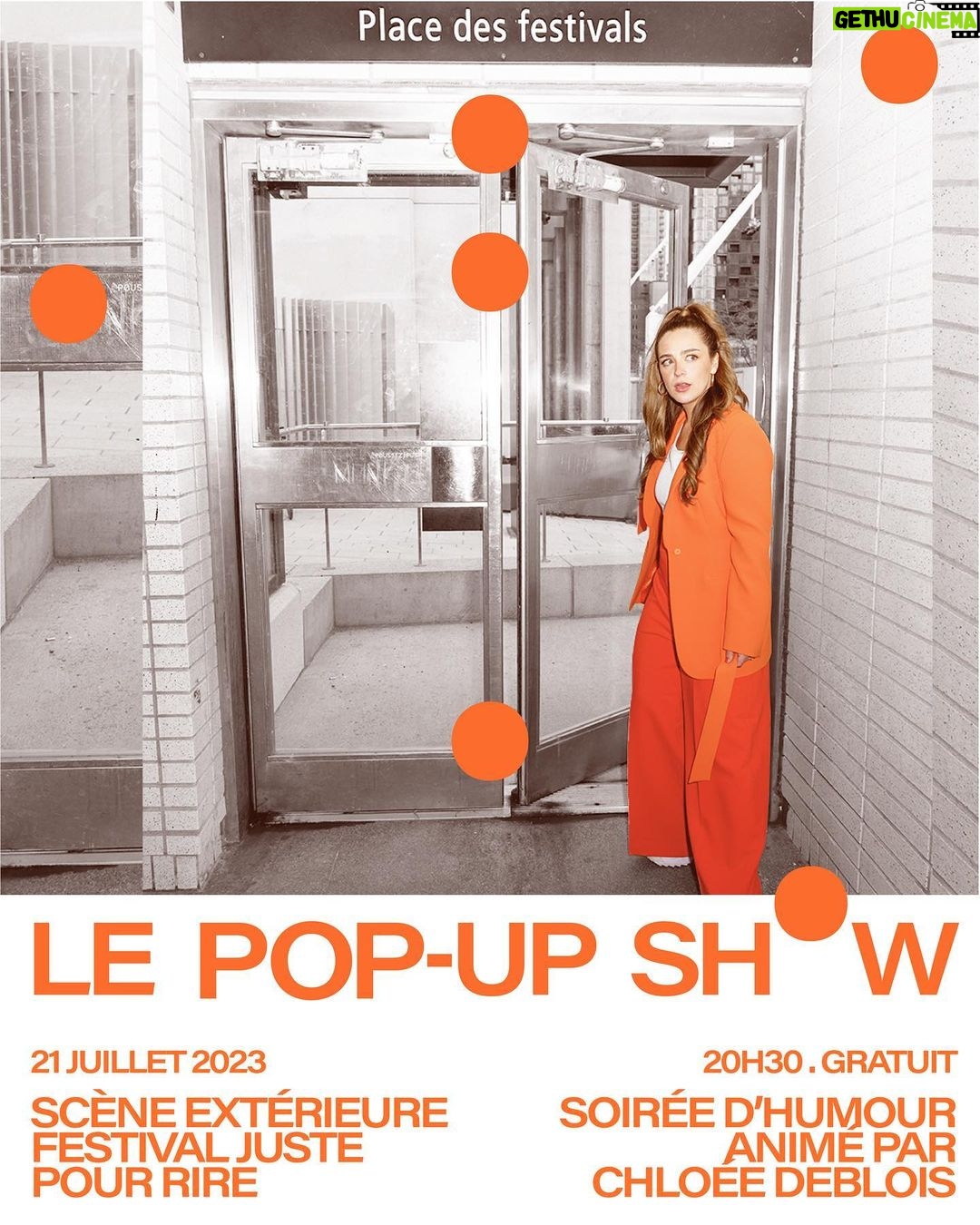 Chloée Deblois Instagram - ☀️ANNONCE- @lepopupshow EXTÉRIEUR, GRATUIT- ÉDITION SPÉCIALE- dans le cadre du Festival @juste_pour_rire !!! Moi à l’animation + plusieurs invités en HUMOUR et en MUSIQUE!!! On vous prépare un show malade, je capote!!!!! METTEZ LE VENDREDI 21 JUILLET À VOTRE AGENDA! On va vivre ensemble une soirée d’été de rêve au soleil couchant, à la Place des Festival sur la Scène Loto Québec, en face des escaliers de la Place des Arts de Montréal! Je veux que ça déborde de monde!!!! Sanapa! xoxoxoxoxo🥹☀️♥️ Photo @bertexertier Graphisme @madame_labrie Merci à mon équipe d’amour @alexispou @lacmath @sylsav @koscene @1921.maisondegerance