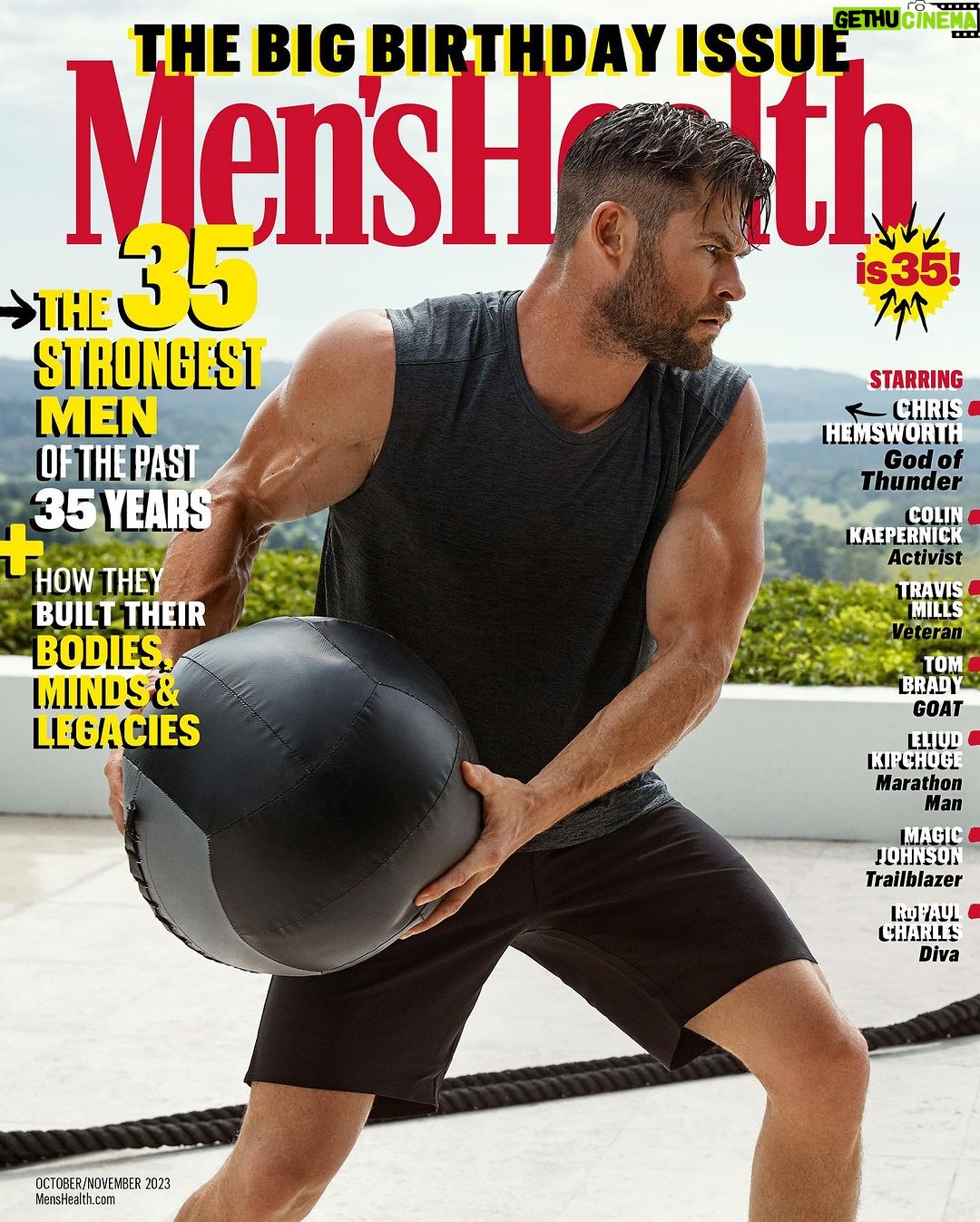 Chris Hemsworth Instagram - Big thanks to @menshealthmag for including me on their β35β issue πͺπ» Magazine: @menshealthmag EIC: @richdorment Photographer: @stevenchee Writer: @bencourt Entertainment Director: @whatisnojan Link in bio