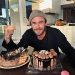 Chris Hemsworth Instagram – Thank you for all the birthday wishes! Another lap around sun and still goin strong! I can safely say not a single piece of cake made it through the night 🎂 🍰 🧁
