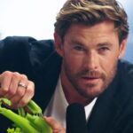 Chris Hemsworth Instagram - Never thought I’d be doing an ASMR video… #Extraction2 has me punching steaks and breaking celery bones 😂