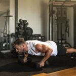 Chris Hemsworth Instagram – Have a go at this upper body session!! Hitting back, chest, shoulders, and triceps @centrfit 

Warm-up 
Ball slams – 10 
Rest 30 seconds – 4 sets 

Superset 
Bent over rows (left & right) – 10 reps 
Push-ups – 15 reps 
Rest 60 seconds – 4 sets total 

Triset 
Renegade row (left & right) – 8 reps 
Lateral raise – 8 reps 
Tricep push down – 10 reps 
Rest 60 seconds – 4 sets total