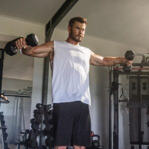 Chris Hemsworth Instagram - Have a go at this upper body session!! Hitting back, chest, shoulders, and triceps @centrfit 

Warm-up 
Ball slams - 10 
Rest 30 seconds - 4 sets 

Superset 
Bent over rows (left & right) - 10 reps 
Push-ups - 15 reps 
Rest 60 seconds - 4 sets total 

Triset 
Renegade row (left & right) - 8 reps 
Lateral raise - 8 reps 
Tricep push down - 10 reps 
Rest 60 seconds - 4 sets total