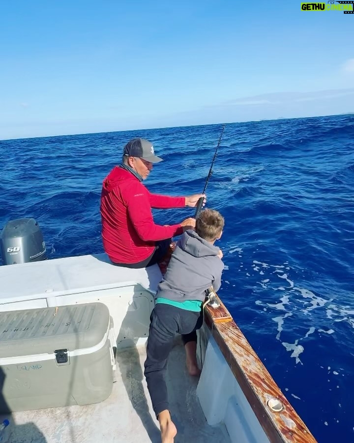 Chris Hemsworth Instagram - My son wanted to catch a fish for the locals in Fiji and after 3 attempts and about 12 hrs at sea we pulled in this beauty. Fed the village for 3 days. Ps if your wondering why my son calls me Chris it’s because I’m his BFF and true mates don’t call each other dad @tavaruaislandresort