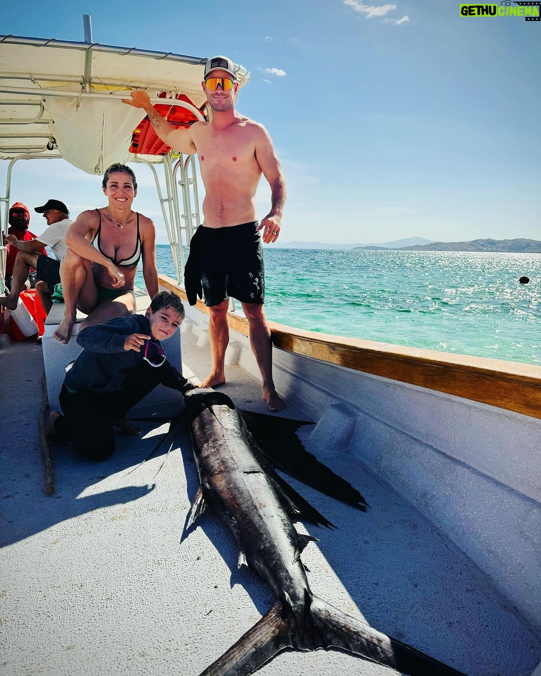 Chris Hemsworth Instagram - My son wanted to catch a fish for the locals in Fiji and after 3 attempts and about 12 hrs at sea we pulled in this beauty. Fed the village for 3 days. Ps if your wondering why my son calls me Chris it’s because I’m his BFF and true mates don’t call each other dad @tavaruaislandresort