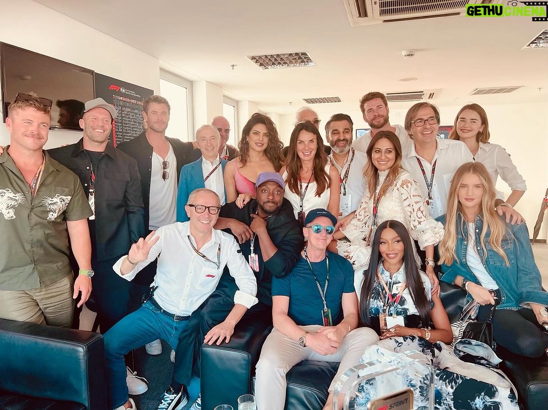 Chris Hemsworth Instagram - What an epic day watching #AbuDhabiGP!! Massive thank you to all involved for the warm welcome and support throughout the day! Huge congrats @maxverstappen1 for taking the win π @hemsworthluke @lewishamilton @liamhemsworth @gabriella_brooks @lukemun