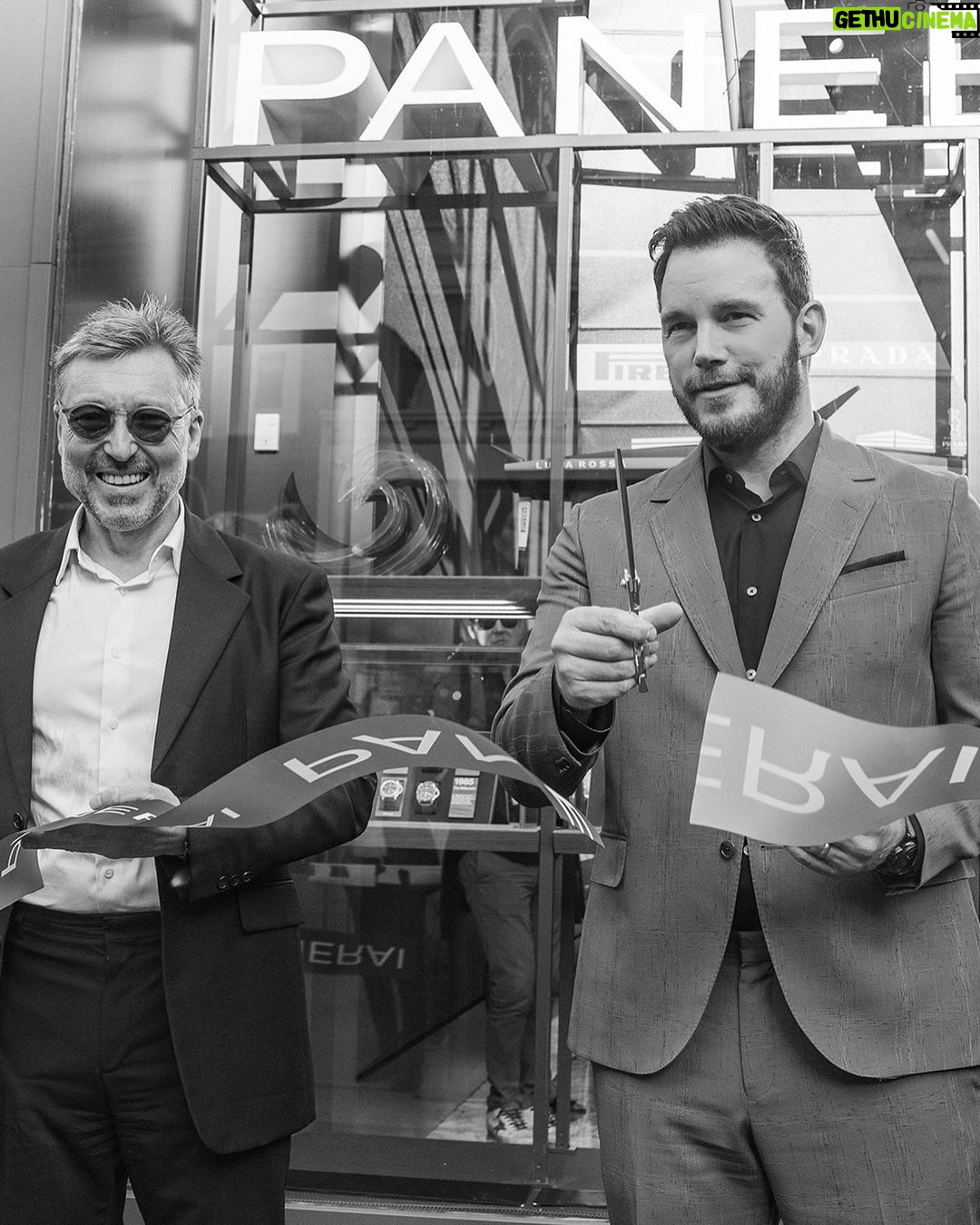 Chris Pratt Instagram - Welcome to New York, Casa Panerai! As a fan of these beautiful watches for countless years, I’m truly privileged to have had the honor of inaugurating the grand opening of this boutique! Thank you for having me, for creating these classic timepieces, and for letting me ride in on this incredible vintage Alfa Romeo. @Panerai #CasaPanerai #Panerai