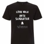 Chrissie Hynde Instagram - Chrissie has collaborated with @weare1of100 on a t-shirt design for Ahimsa Farms. 'Ahimsa means farming that protects rather than threatens the life of domestic animals. This system promotes the symbiotic relationship between man and beast, lost by industrial farming methods. Love Milk / Hate Slaughter - Go Ahimsa!' Get the tee via the link in the bio. 1 of 100 T-Shirts are ethically produced using only renewable energy and following Fair Wear Foundation guidelines.