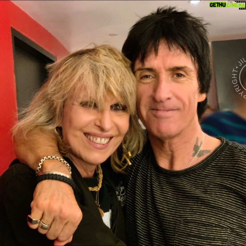 Chrissie Hynde Instagram - Me and Johnny Marr. Not in a fashion magazine - not in a perfume or watch ad. Backstage at the Roundhouse in London. Where we belong.