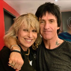 Chrissie Hynde Instagram - Me and Johnny Marr.

Not in a fashion magazine - not in a perfume or watch ad.  Backstage at the Roundhouse in London.  Where we belong.