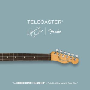 Chrissie Hynde Instagram - Today @fender announces a new guitar model, honouring Chrissie with a namesake model of her own. The Chrissie Hynde Fender Telecaster pays tribute to her beloved ’65 Tele, featuring a stunning Road Worn Ice Blue Metallic finish, a chrome mirror pickguard, a ‘mid 60s C-shaped neck and custom single-coil pickups for a classic vintage tone & feel.
 
Learn more about the guitar at fender.com/chrissie-hynde-telecaster
 
-CHHQ