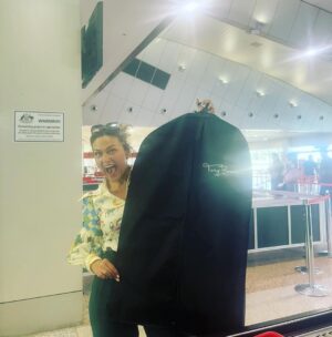 Chrissie Swan Instagram - Sydney pre-Logies dump.
1. I tracked down Deano’s lost suit at Melb airport. A total Logies Miracle! @deanonair 
2. I lay on the bed in a quiet, clean room and had a cup of tea. Bliss.
3. I caught up with my angel @brookecampbellbayes and life was immeasurably better for it (blurry selfie not withstanding!)
4. I finally got my laughing gear around that puffy bread at @tottis.merivale and it was everything I could’ve dreamed. 
Goodnight. See you all sparkly tomorrow for The Logies! ❤️ 
(Edit; dreamy shirt by @alemais.official )