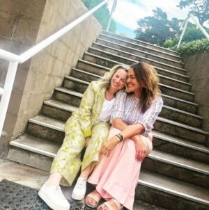 Chrissie Swan Instagram - Happy 50th birthday to my partner in crime for over 40 years. May we climb the stairs alongside each other forever and ever, until we both need one of those nifty stair-chair thingies. 
Love you so much. ❤️
@rebecca_thompson_fashion 
@farmviganorestaurant