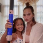 Chrissy Teigen Instagram - Happy Black Friday weekend from me, Toons, and @dysonusa! #ad #dysonpartner #dysonairwrap @dysonhair