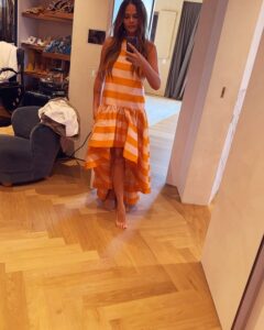 Chrissy Teigen Instagram - this dress makes me very happy 🧡 @zimmermann