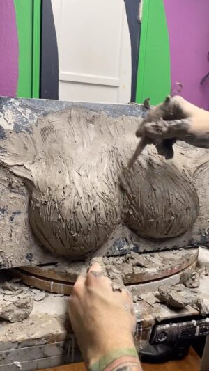 Cig Neutron Instagram - Started sculpting the d*ck pixie chesticles for todays live stream. So excited to make the @bizarroaugogo pitch video!! If you dig this song use it on your reels! Just search Cig Neutron #sculpt #sculpting #sculpture #clay #makeup #makeupfx #fx #fxmakeup