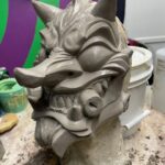 Cig Neutron Instagram – Workin on this daemon mask. Gonna be cast blanks for people to customize themselves as well as offer painted versions. Would you be interested in getting one? #mask #art #sculpture #daemon #tengu #oni
