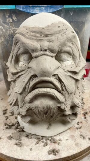 Cig Neutron Instagram - Cookin up something special for @meatcanyon beyond excited to be working with such a radical creative ❤️‍🔥🕉 this is still a work in progress 

#sculpt #sculpture #fxmakeup #makeup #fx #timelapse