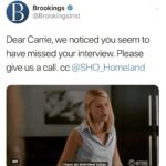 Claire Danes Instagram - Apologies, @brookingsinst. Restoring the democracy took longer than expected. #Showtime #Homeland