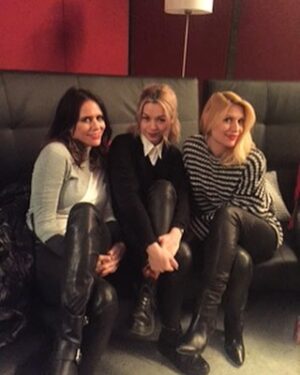 Claire Danes Instagram - Leather laaaaaadies 💋, @amylandecker @juliacchan! #webetrippling #sundance2018